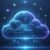 Digital cloud icon with glowing blue circuits representing cloud adoption strategy and enterprise technology transformation.