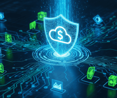 A secure GCP architecture diagram for financial applications, showing multi-layered cloud security and data protection.