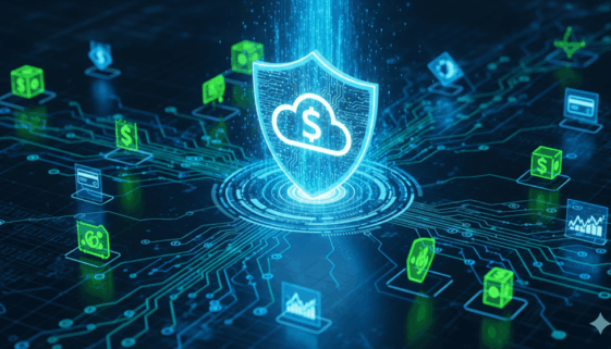 A secure GCP architecture diagram for financial applications, showing multi-layered cloud security and data protection.