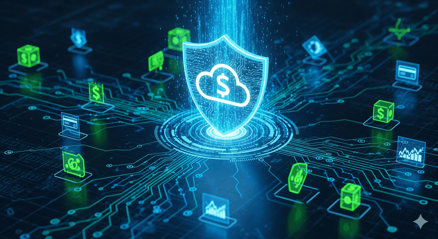 A secure GCP architecture diagram for financial applications, showing multi-layered cloud security and data protection.